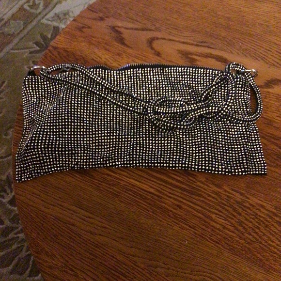 - Rhinestone Studded Knot Detail Small Sling Bag in Black NWT - Picture 6 of 7